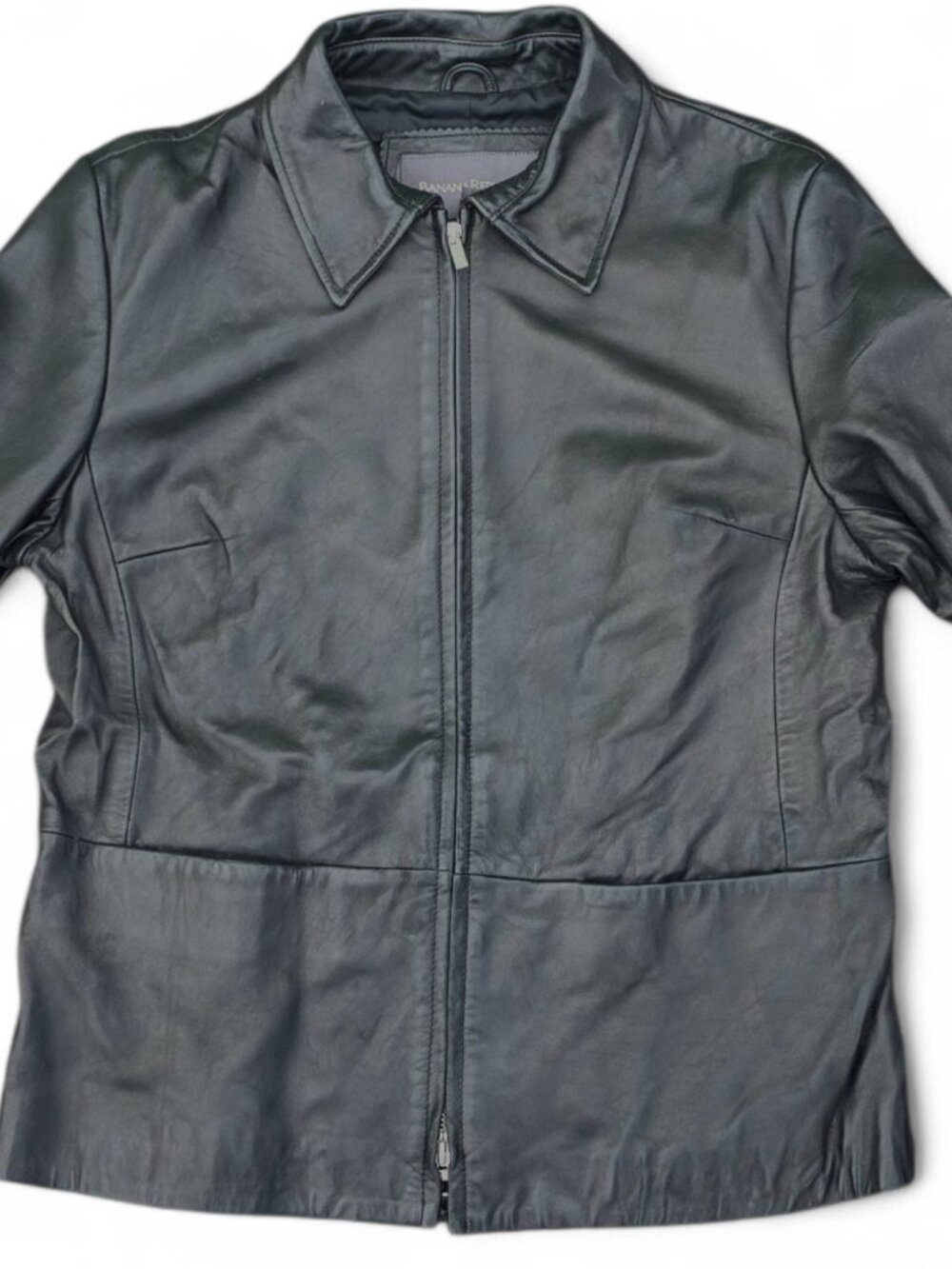 Vintage Authentic Banana Republic Men's Leather Jacket, Size Med. Full Zips.